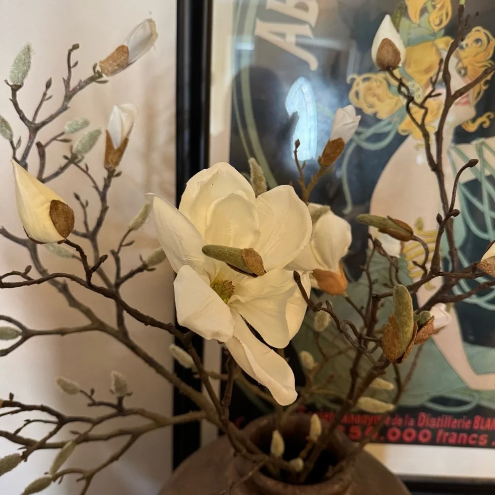 Magnolia budding & bloom realistic branches approximately 38” long, extra tall